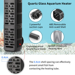 HiTauing aquarium heater quartz glass housing for durable, explosion‑proof heating