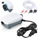 HITOP dual-outlet air-pump front view shows compact quiet aeration for large tanks