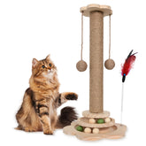 HivaolJoy Scratching Post 4-in-1 front view—compact indoor cat toy for play and scratching.