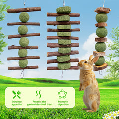 Hiwzitar bunny toys 3-piece set; showcases varied play options for rabbits.