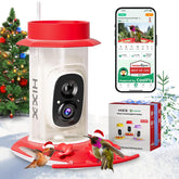 HIXX Smart Hummingbird Feeder with camera in outdoor setup for real-time birdwatching footage