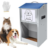 Hizmivos galvanized automatic dog feeder front view shows durable, versatile indoor/outdoor use.