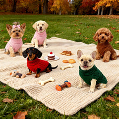 Hó Pêng-iú dog sweater red side view demonstrates a snug fit for chilly days