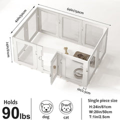 Hoencraft clear acrylic dog playpen assembly demonstrates quick, tool-free setup.