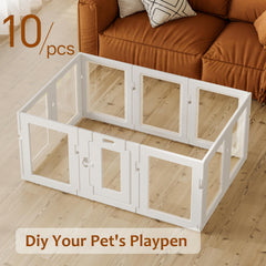Hoencraft clear acrylic dog playpen interior view shows full visibility.