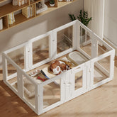Hoencraft clear acrylic dog playpen panels offer a bright, open space for pets.