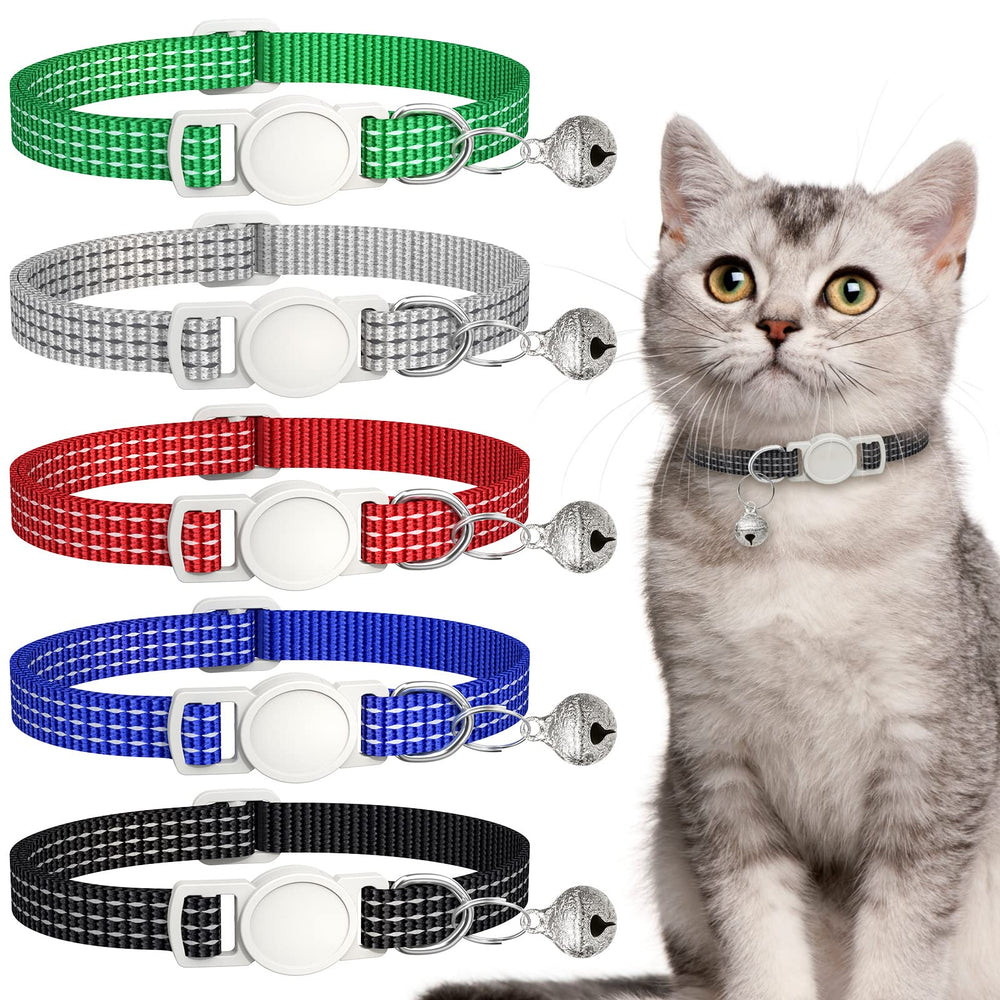 Hoeraonr five-pack reflective cat collars laid flat for versatile everyday wear.