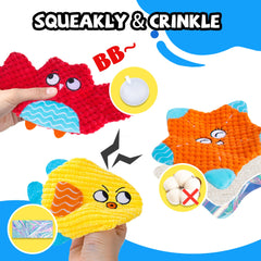 HOESDA sea animal toy with crinkle inside shown for varied play and chew.