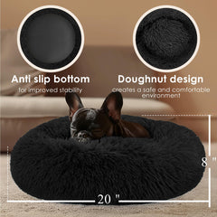 Hoewina donut bed close-up material reveals plush fabric and warmth.