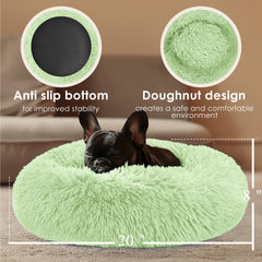 Hoewina donut bed 20in green top-down emphasizes rounded calming shape for restful sleep