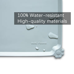 Hoki Found waterproof pet mat protects floors from water and mess during meals.