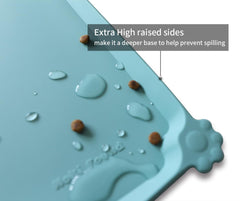 Hoki Found dog cat bowl mats in light turquoise protect floors during meals.