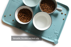 Hoki Found light turquoise mat is travel-friendly and easy to clean.