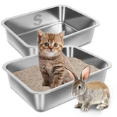 Holintan stainless steel litter box 2-pack shown for easy multi-pet setup and maintenance.