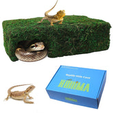 Hollima Mossy Cave Hide exterior blends with terrarium for secure hiding.