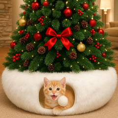 Hollowfly Christmas cat tunnel under the tree offers a cozy hiding space for small pets