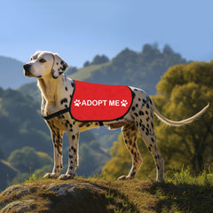 HOLLP Rescue Dog Jacket Adopt ME back view shows breathable, rainproof fabric for all weather.