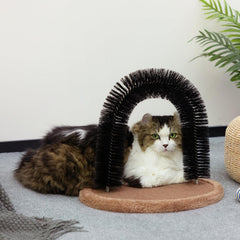 Hollypet arch groomer base scratching pad provides a stable surface for paw scratching and play