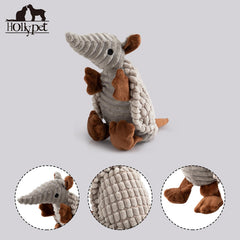 Hollypet Armadillo plush dog playing, engages retrieval and bonding with gentle squeak