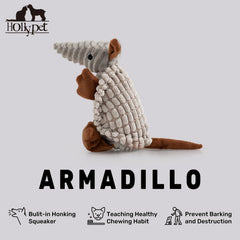 Hollypet Armadillo plush textured gums, helps massage gums during chewing sessions