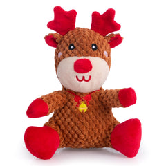 Hollypet Christmas Squeaky Plush Elk Toy close-up showing durable plush texture for all breeds