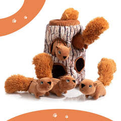 Hollypet dog toy designed to hide and reveal squirrels for play