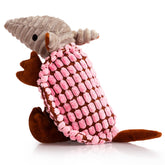 Hollypet plush armadillo squeaky toy pink 8in ideal for interactive play and gum massage.