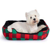 Hollypet Printed Flannel Rectangle Bed front view delivers cozy warmth for small pets