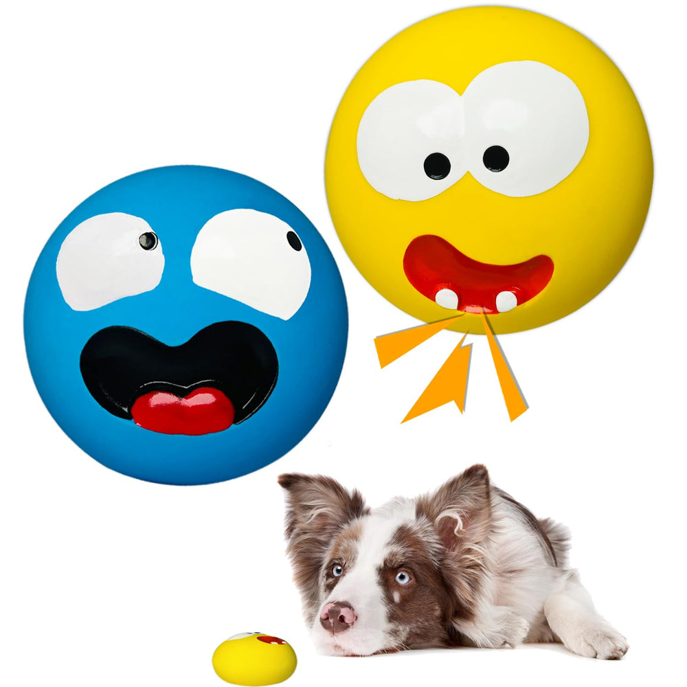 HOLYSTEED squeaky dog toy ball with a smile for interactive play