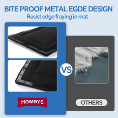 HOMBYS indestructible chew-proof bed in crate setup highlights crate-fit design for large dogs.
