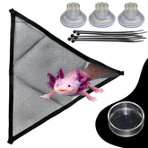 Hamaca para axolotl de Homedy Crafts con plato de alimentación, descanso ordenado.