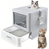 Homegroove stainless steel litter box top-entry with clear flap for easy cat access and reduced mess