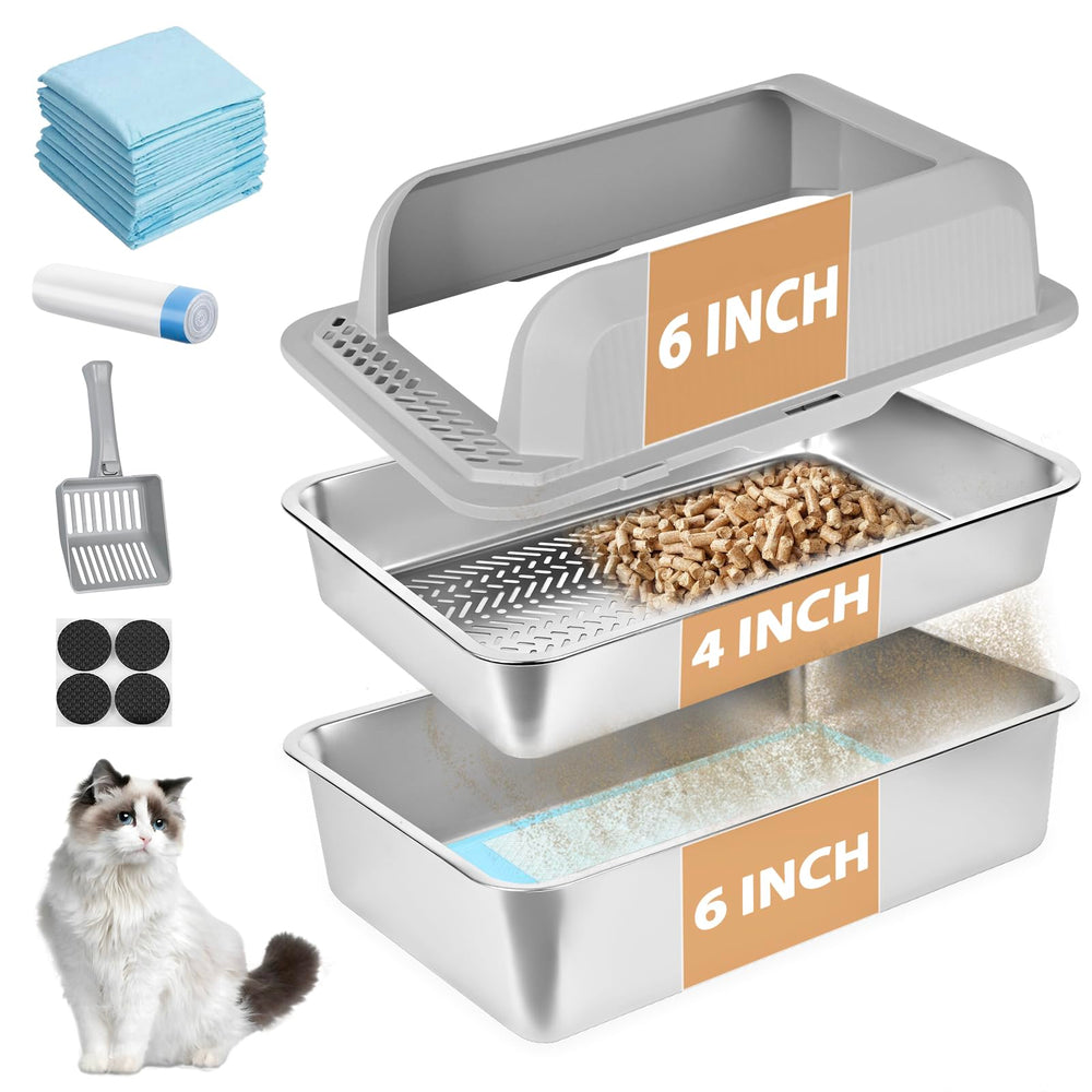 Homegroove stainless steel sifting litter box for pine pellets with easy waste separation