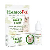 HomeoPet Feline Anxiety Relief bottle provides gentle calming support for anxious cats.