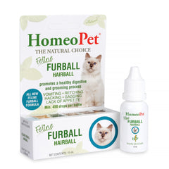 HomeoPet Feline Furball bottle for natural hairball relief during grooming.