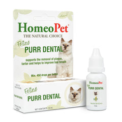 HomeoPet Feline Purr Dental bottle front showing natural dental care support