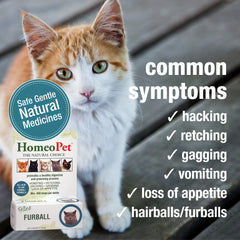 HomeoPet natural ingredients label highlights safe, gentle formula for cats.