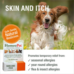 HomeoPet Skin and Itch bottle back label highlights safe ingredients