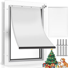 Homepedia large dog door with locking panel shown open for easy entry