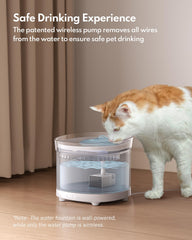 HomeRunPet wireless pump cat fountain chew-proof base keeps wires safe during play.