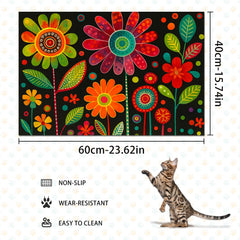 HOMETITUTE 24x16 Mat fits multiple bowls for cats and small dogs.