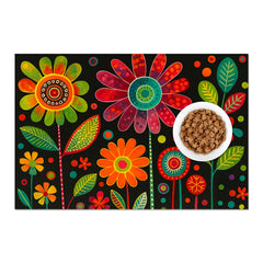 HOMETITUTE Vibrant Flower Pattern Pet Matte design adds style and catches spills.