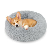 Homeuslynn calming donuts bed front view shows plush warmth for a cozy nap.