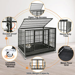 Homey Pet 48-inch crate close-up of escape-proof locks for secure containment.