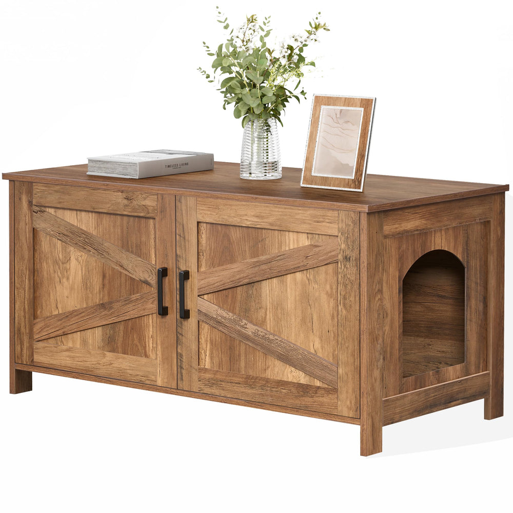 Homhedy 39.4-inch enclosure front view with roomy interior for most litter boxes