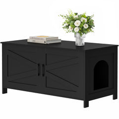 Homhedy 39-4-inch litter enclosure front view with private cat washroom