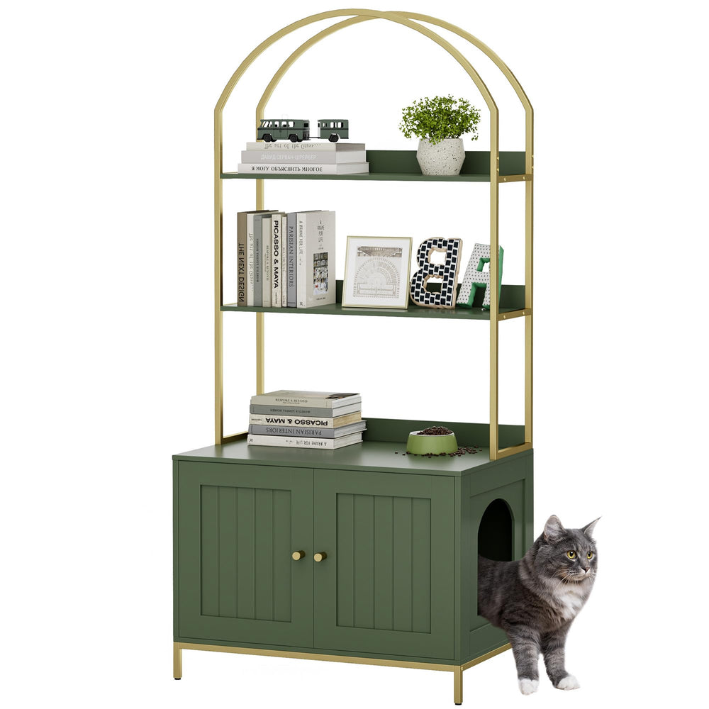 Homhedy cat litter box enclosure front view highlights discreet design for a tidier home.