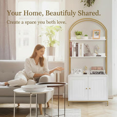 Homhedy white-and-gold metal frame detail adds modern luxury