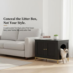 Homhedy cat litter-box-enclosure private-washroom-view shows hidden litter space.