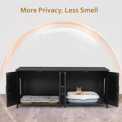 Homhedy litter box enclosure side holes for easy cat entry and exit